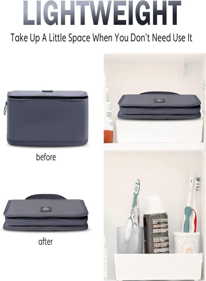 KUNFAIT Hanging Cosmetic Bag with Hook - Waterproof Travel Toiletry Organizer Portable Makeup Pouch for Women & Men Multi-Compartment Bathroom Storage (Grey) - Image 5